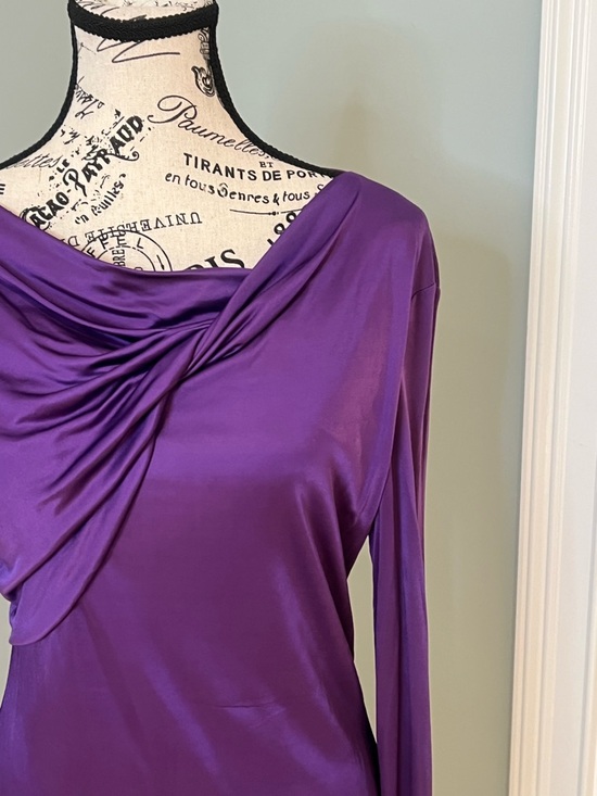 Versace Jeans Purple Draped Long Sleeve Shirt | US SZ 10 | Preowned | - Picture 7 of 11